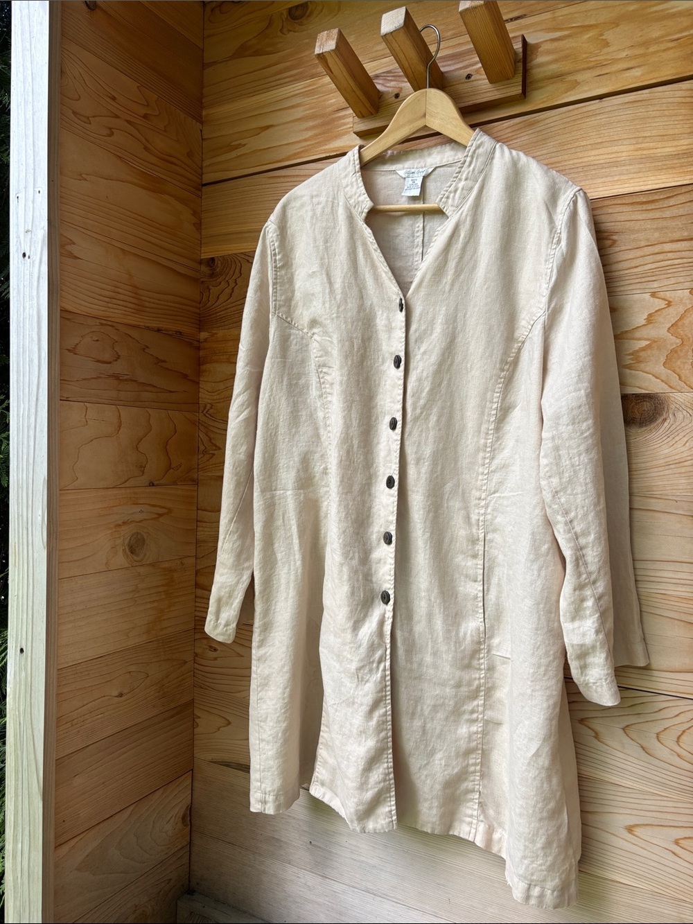 Vintage Gillian Grey 100% Linen Jacket | Minimal Neutral Oversized Button Front - Picture 2 of 14